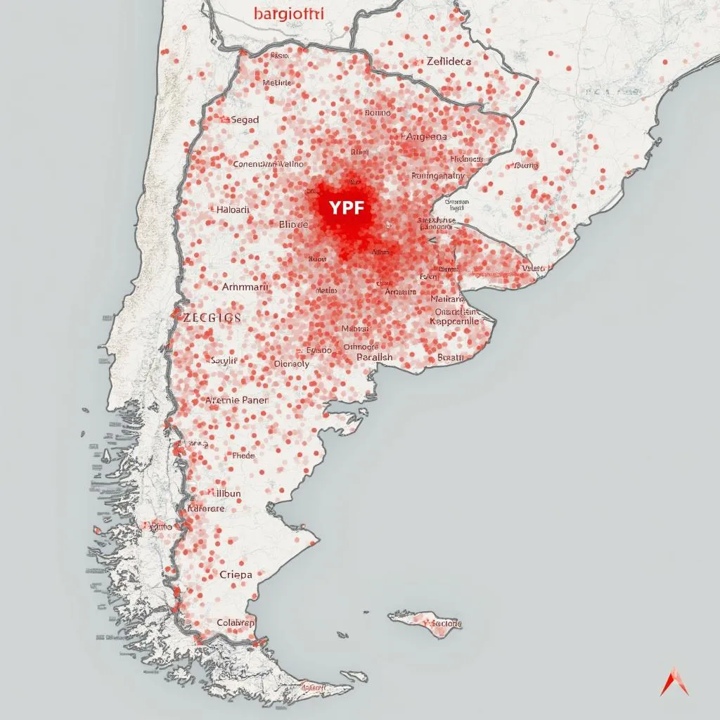 Mapa de estaciones YPF en Argentina